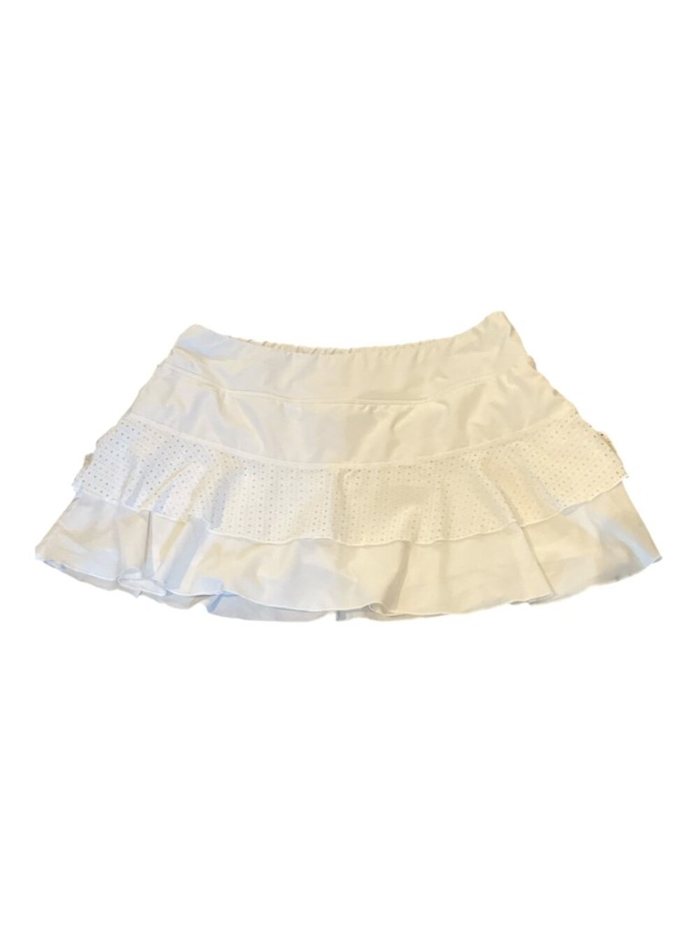 LIJA Skort Skirt Shorts White Tiered Eyelet Elastic Waist Size Medium Pickleball